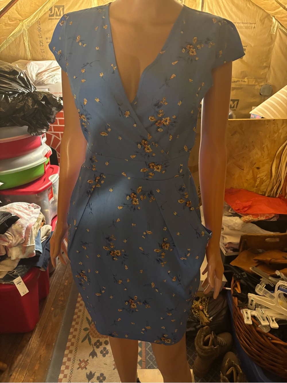 Women’s Blue Floral Cap-Sleeve Dress Size 8